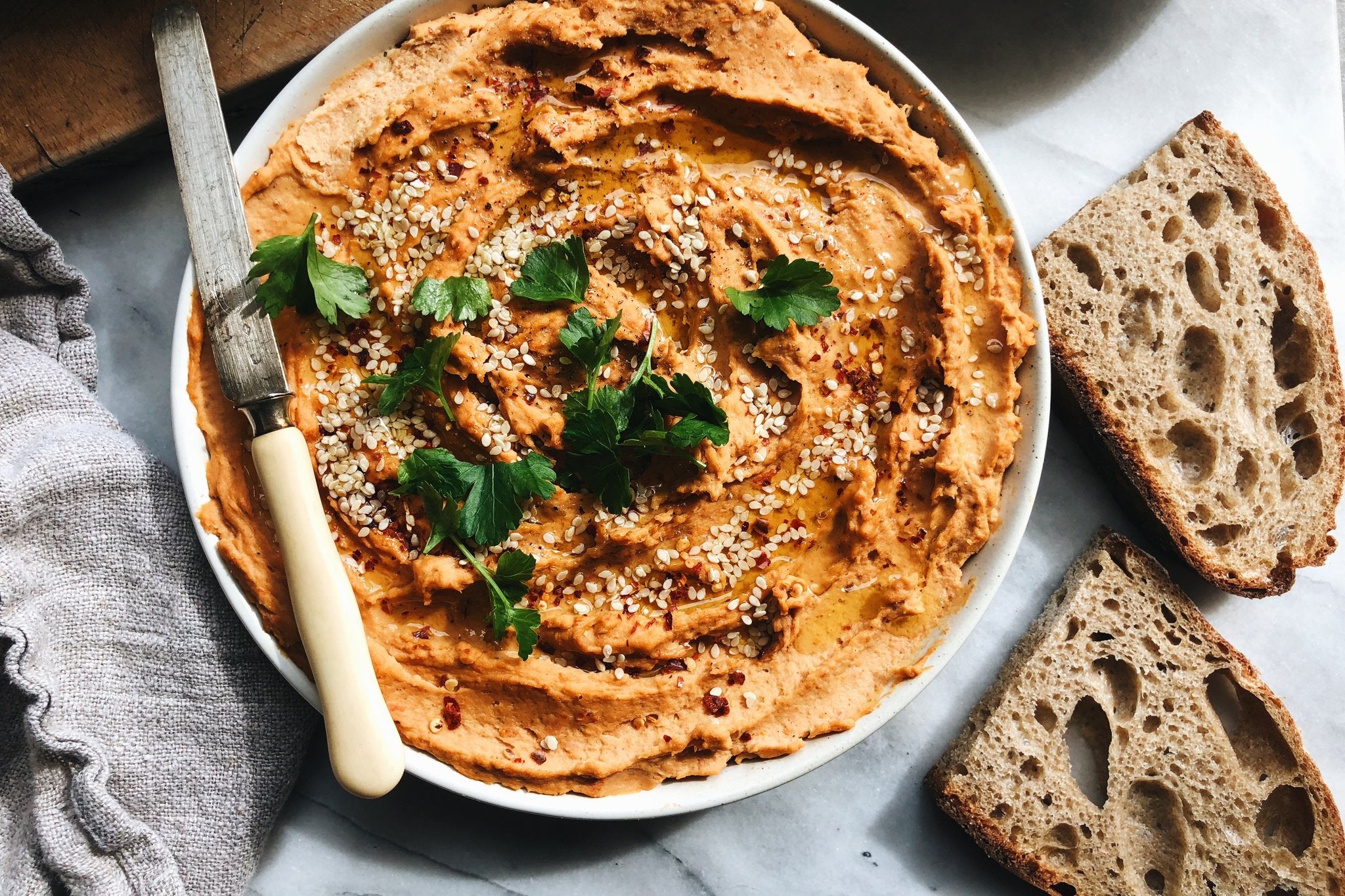 Split Red Lentil + SunDried Tomato Hummus Flourist
