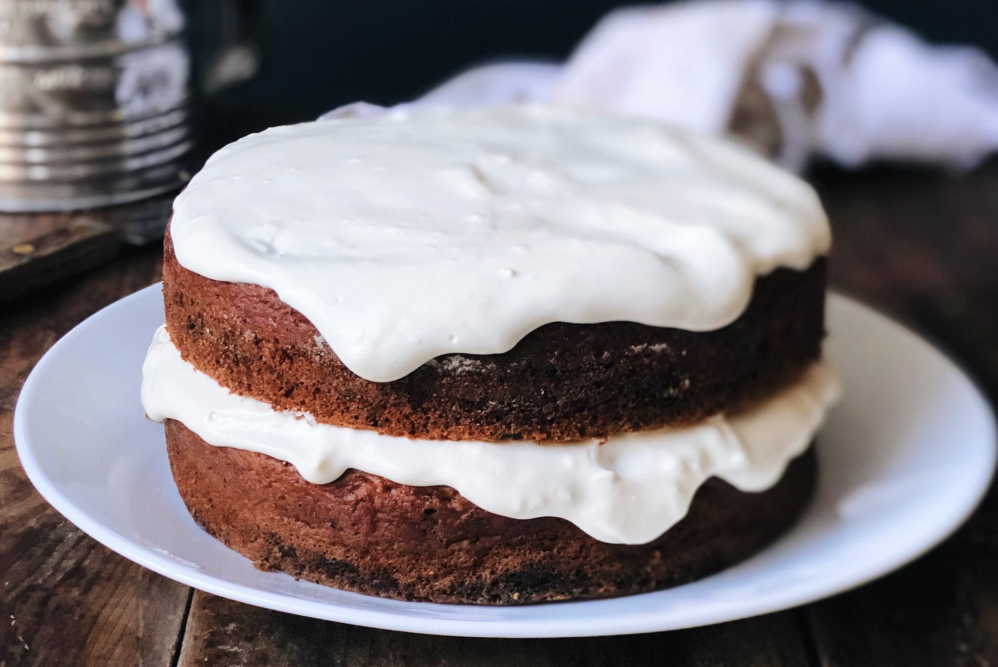 Applesauce Spelt Cake with Cream Cheese and Honey Frosting
– Flourist