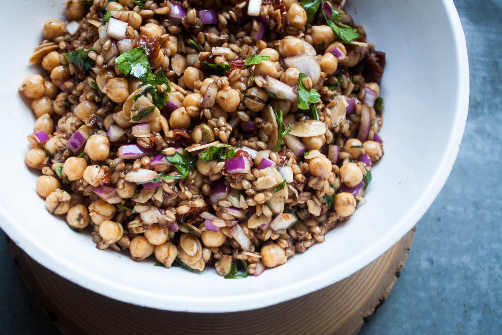 Mediterranean Farro + Chickpea Salad