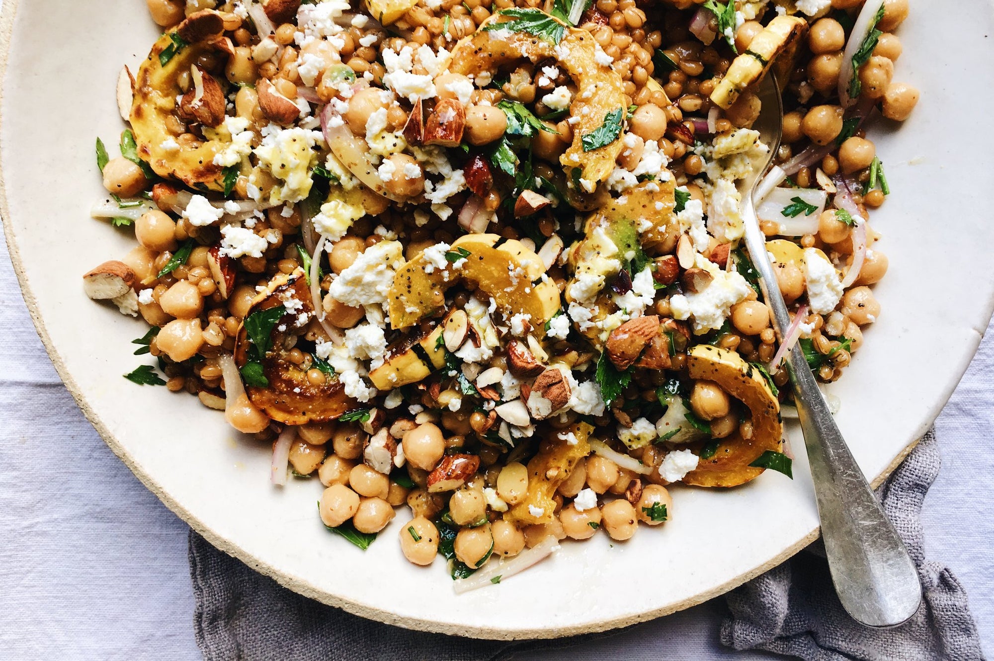 Fall Wheat Berry, Squash + Chickpea Salad