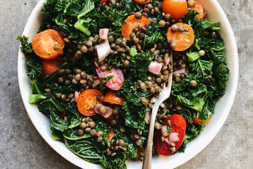 Easy French Lentil + Kale Salad