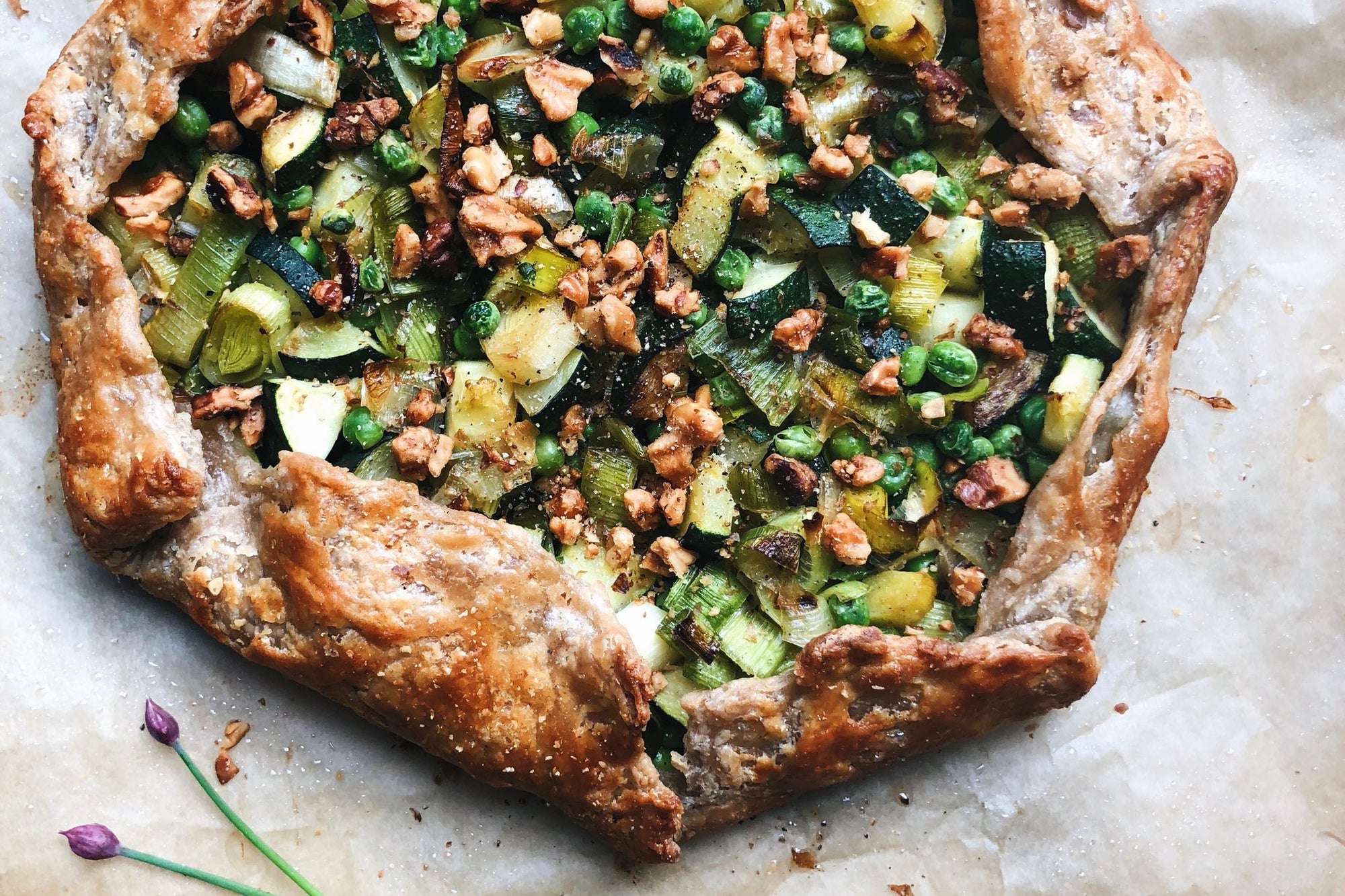 Zucchini Leek + Spring Pea Galette