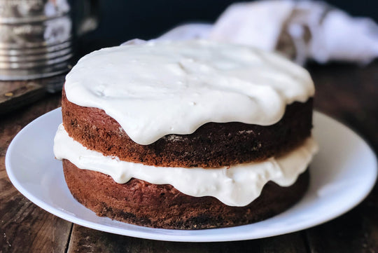 Applesauce Spelt Cake with Cream Cheese and Honey Frosting