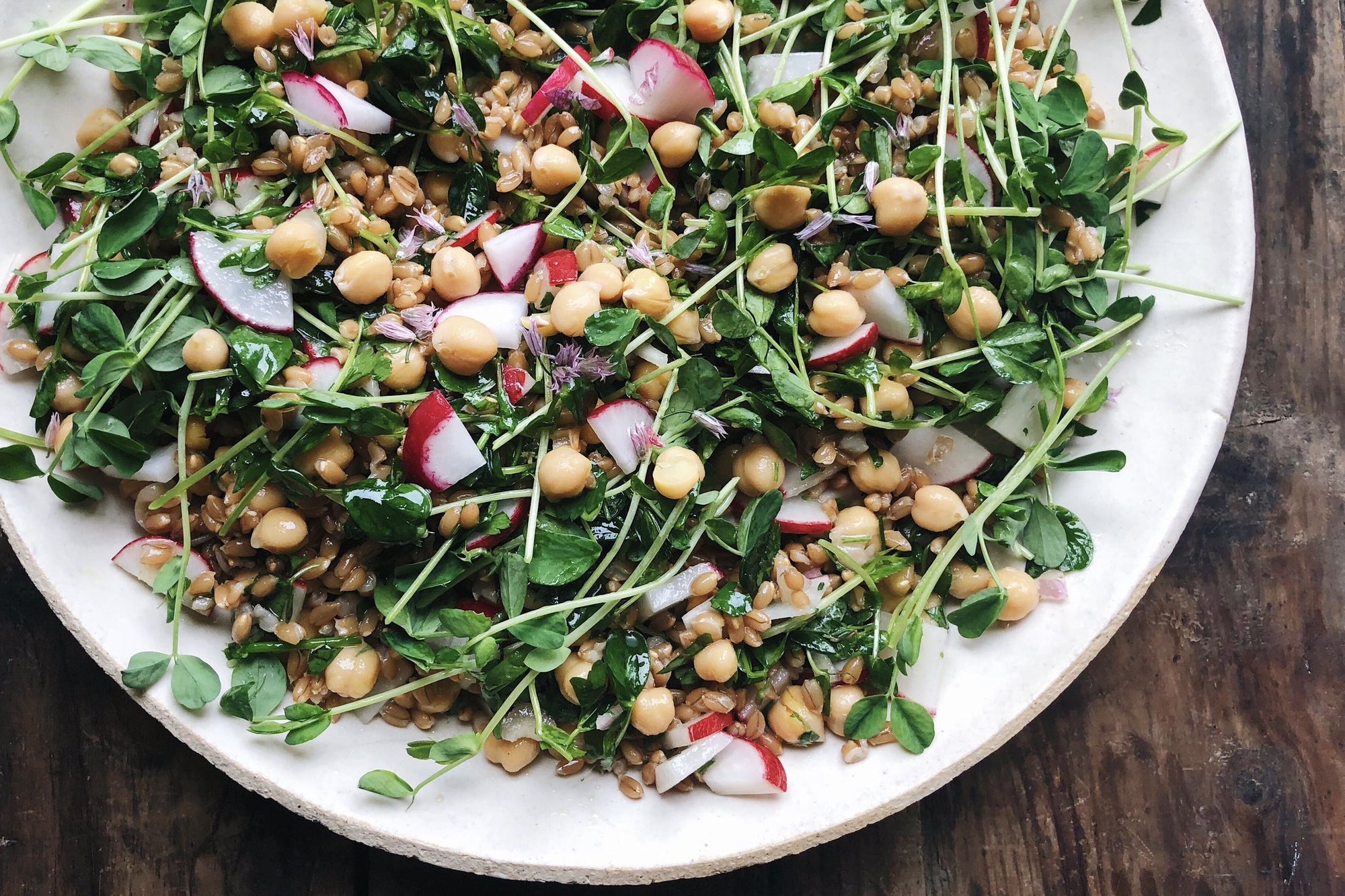 Spring Farro, Chickpea + Herb Salad