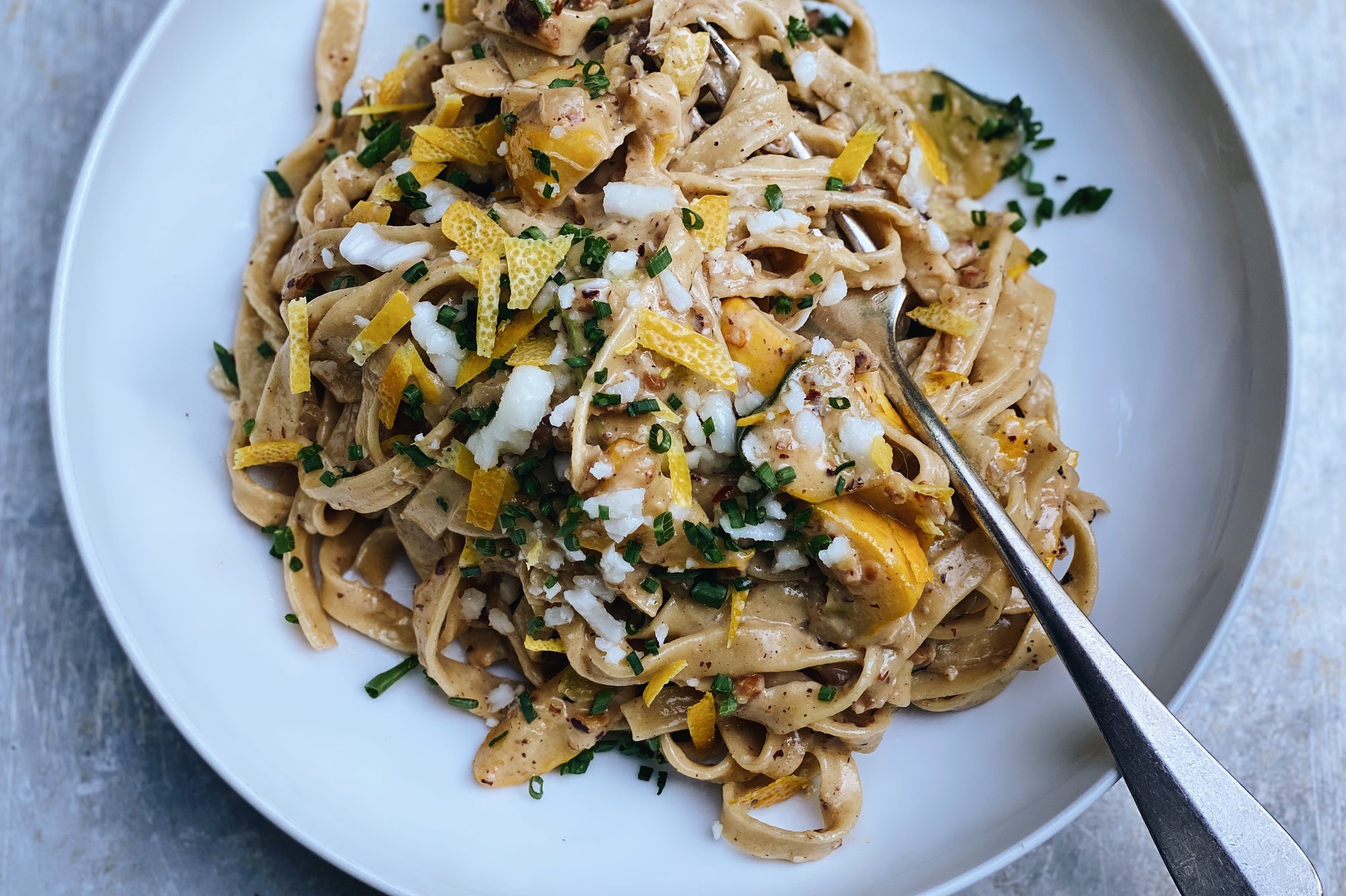 Summer Squash Hazelnut Pasta