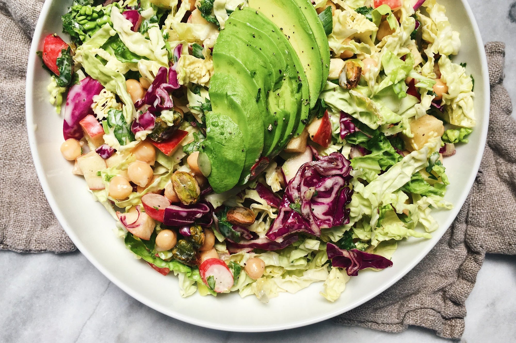 Cabbage + Chickpea Slaw with Cilantro Yoghurt Dressing