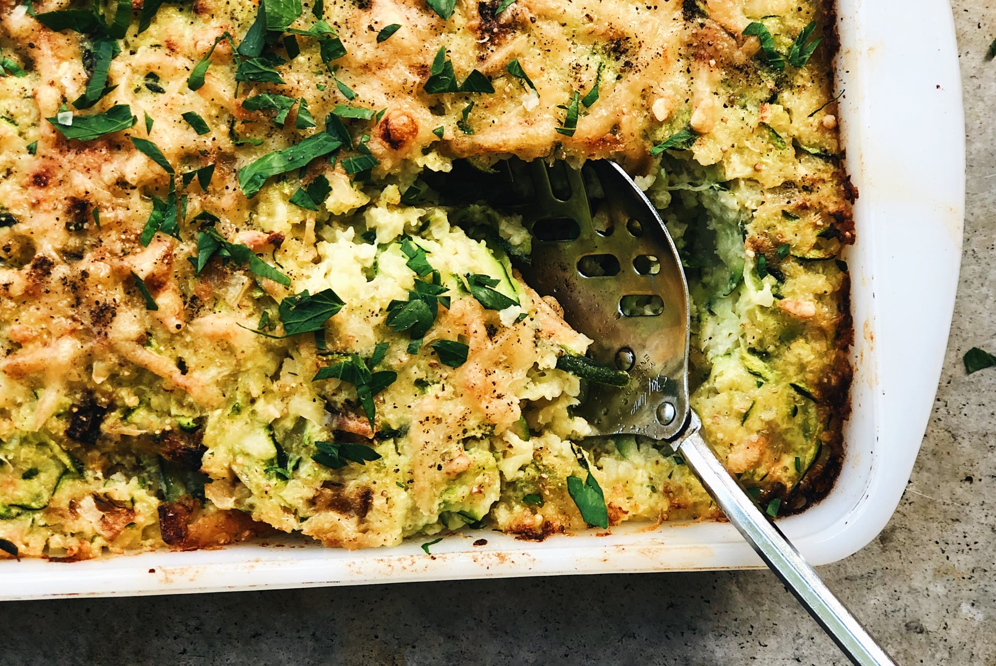 Cheesy Zucchini Millet Casserole