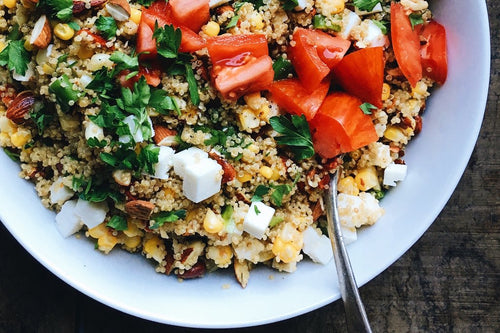Golden Quinoa Salad with Corn, Cumin + Feta