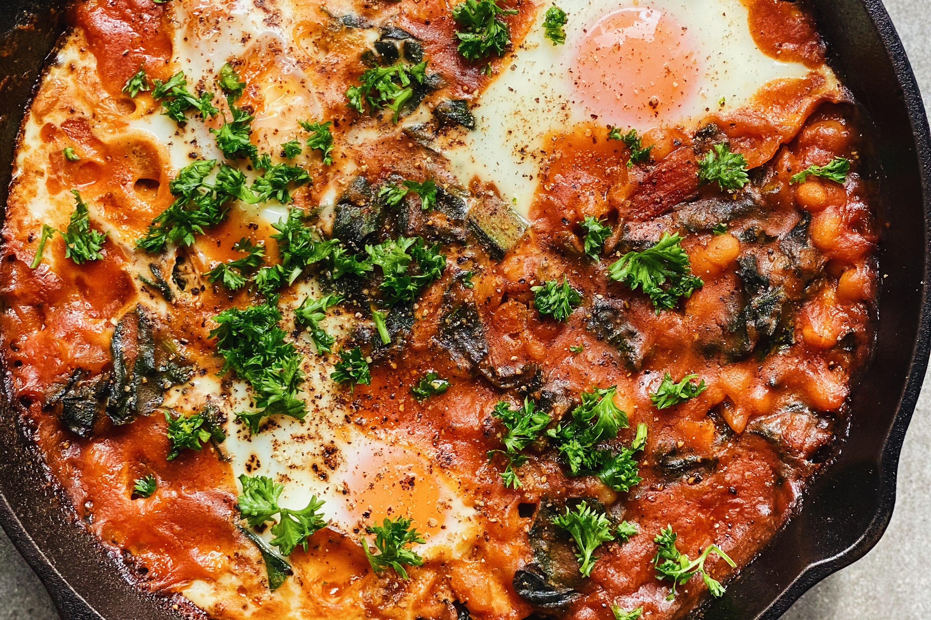 Beans + Greens with Eggs Flourist