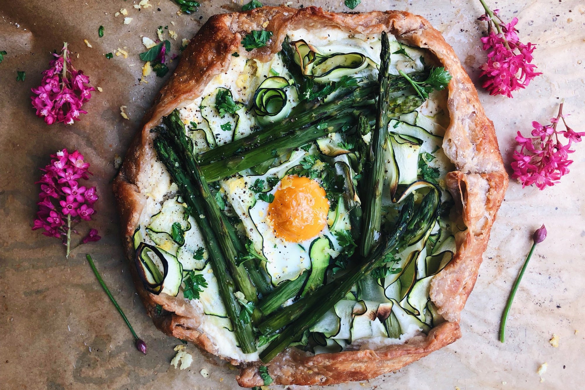 Spring Asparagus + Zucchini Galette with Egg