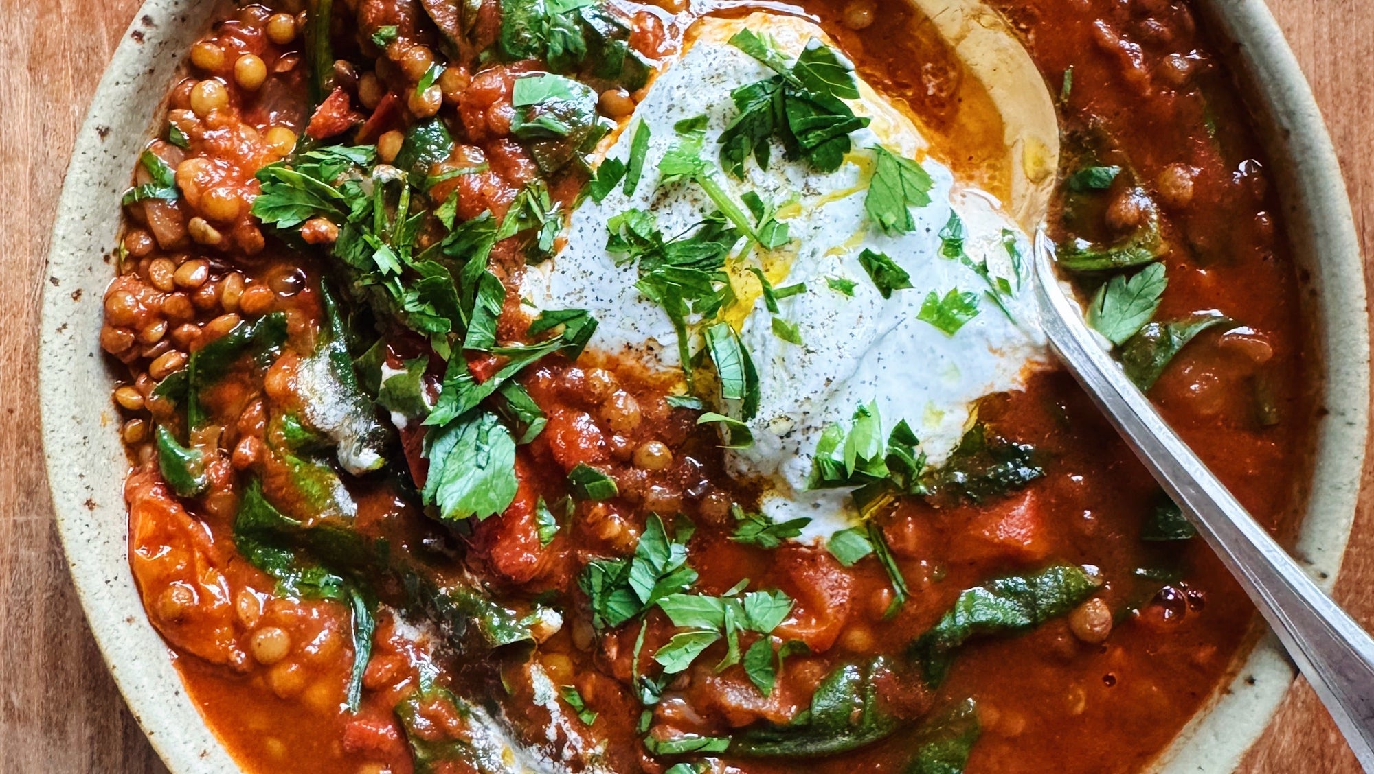 Tomato Lentil Stew with Spinach