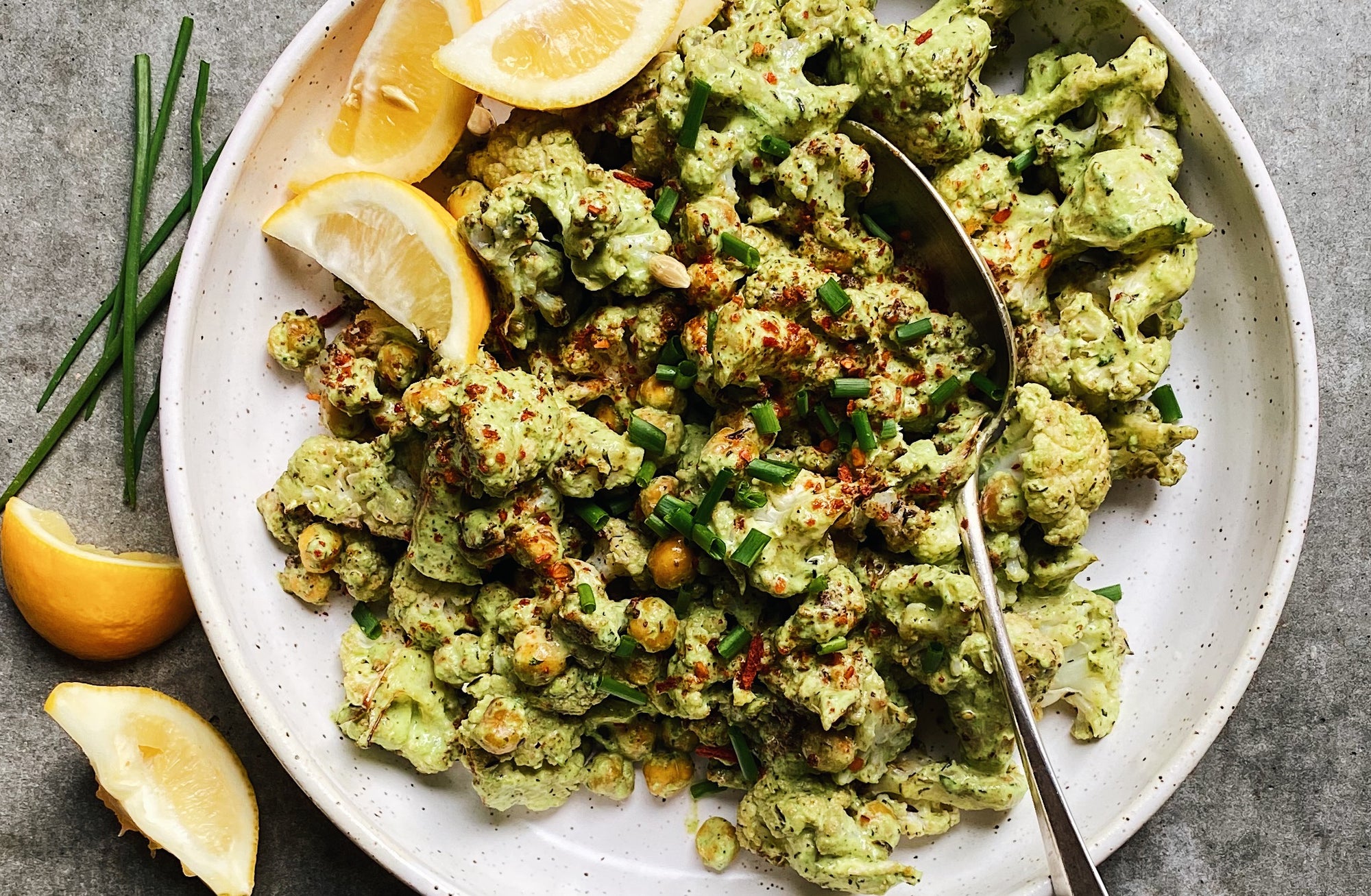 Roasted Cauliflower with Green Tahini