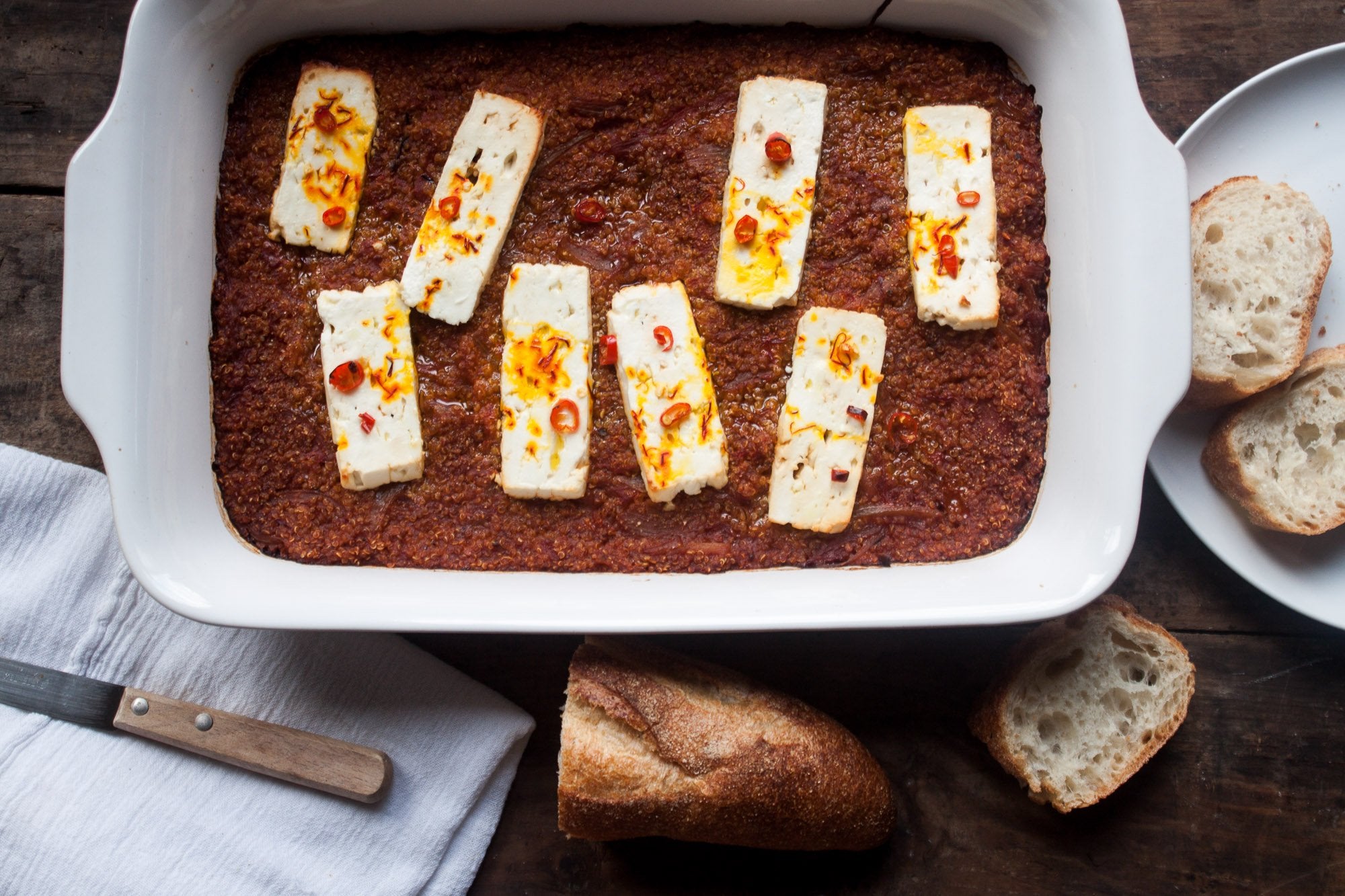 Saffron Quinoa with Baked Feta and Tomatoes