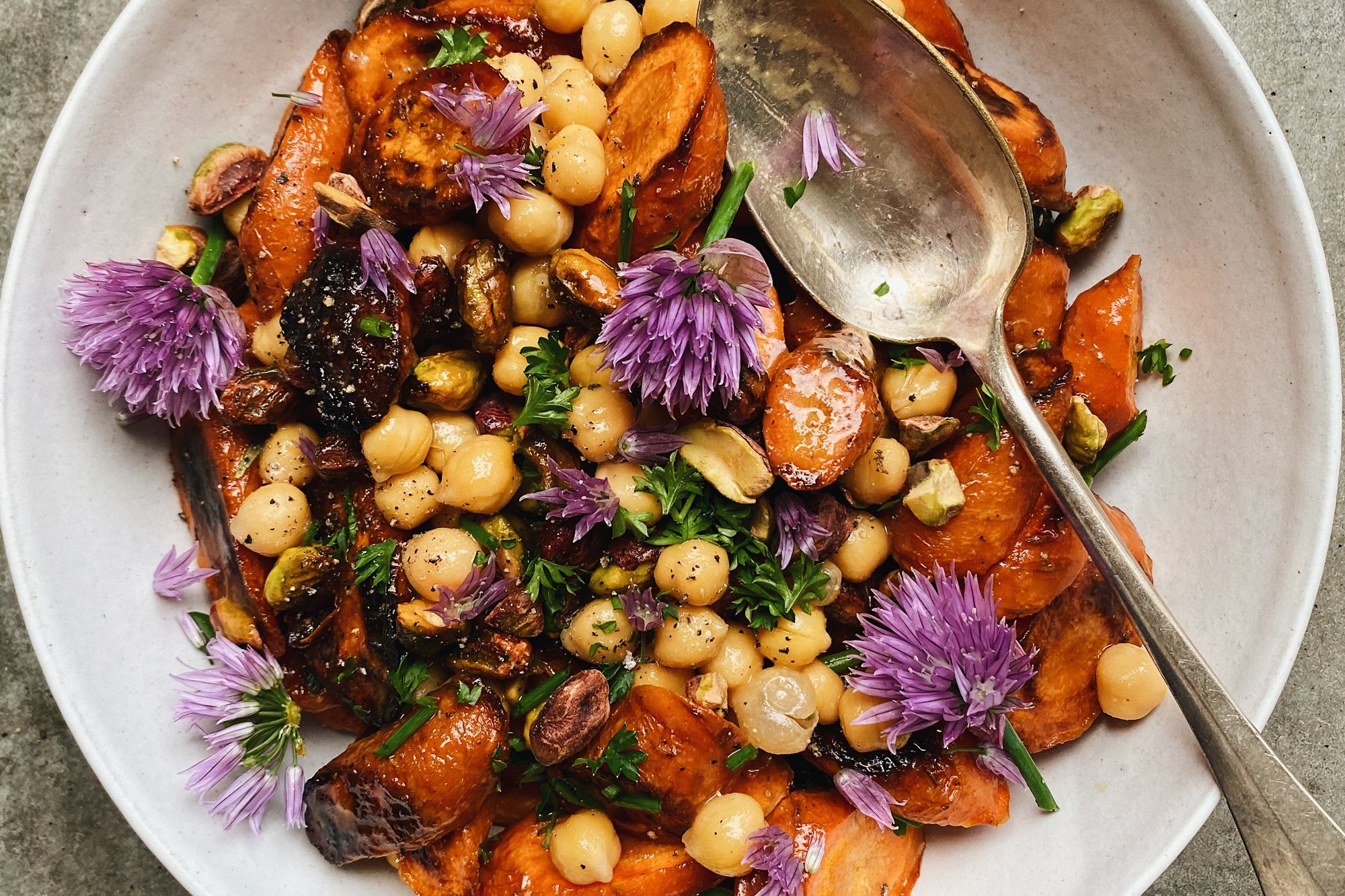 Maple Mustard Carrots + Chickpeas