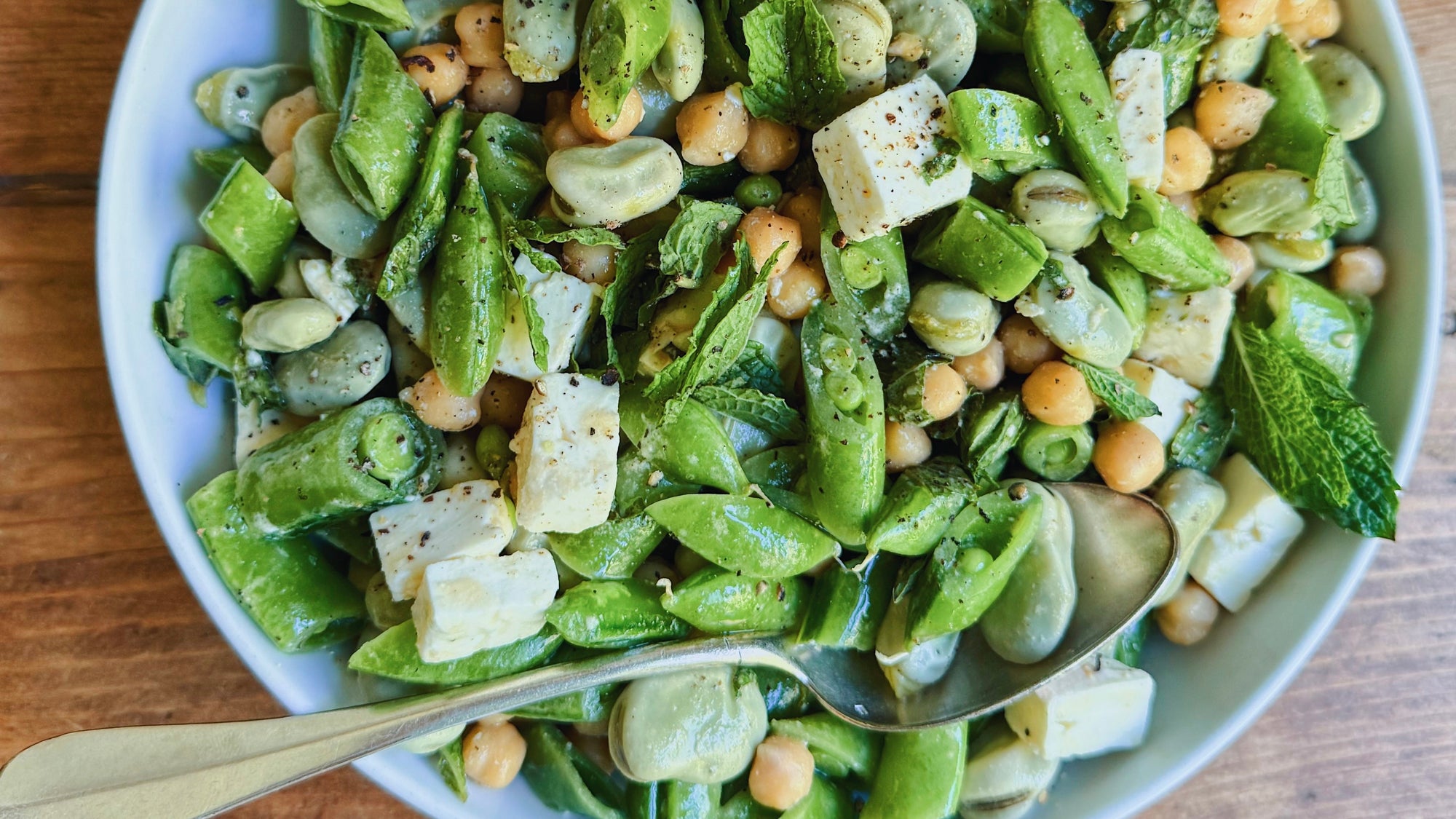 Chickpea, Fava Bean + Pea Salad