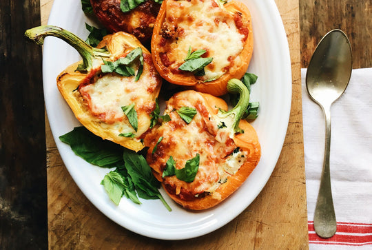 Cheesy Stuffed Sweet Peppers with Quinoa