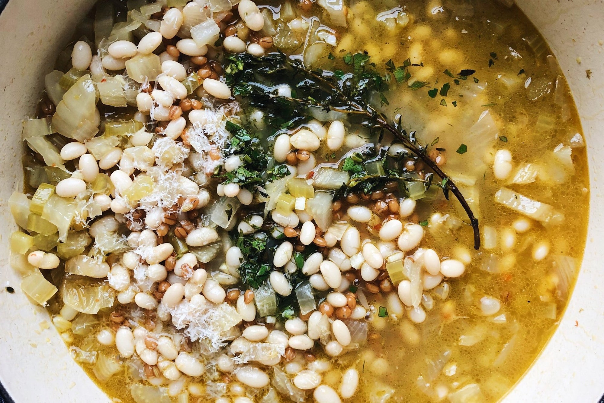 Navy Bean & Wheat Berry Soup