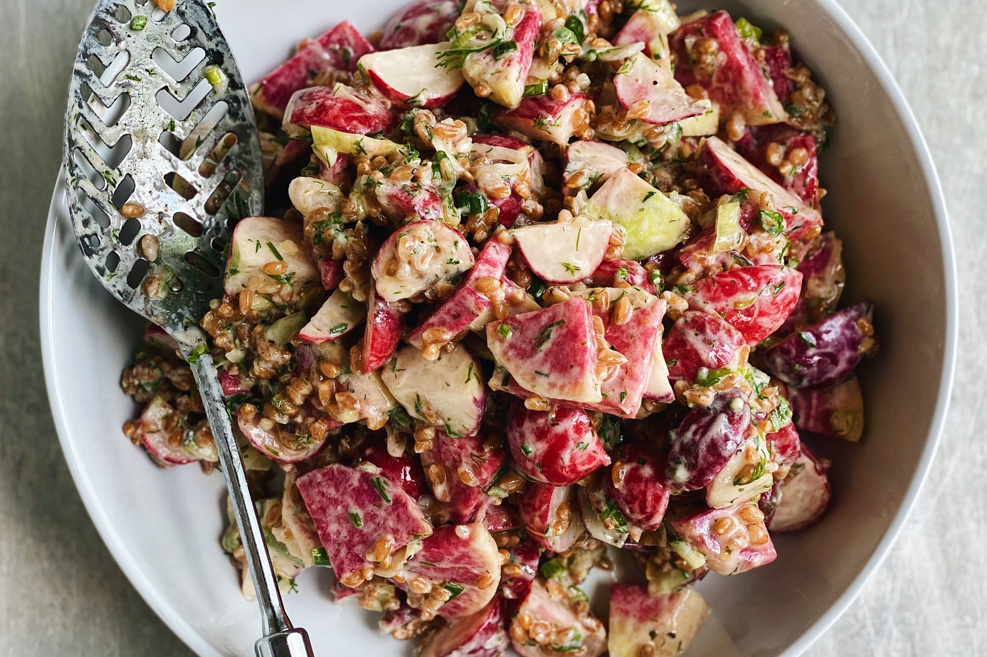 Creamy Farro Radish Salad