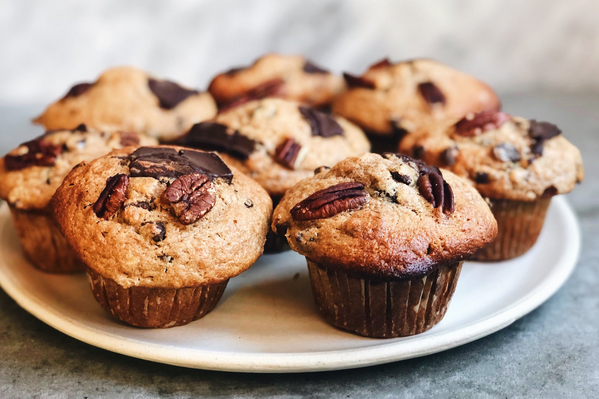 Banana Pecan Einkorn Muffins