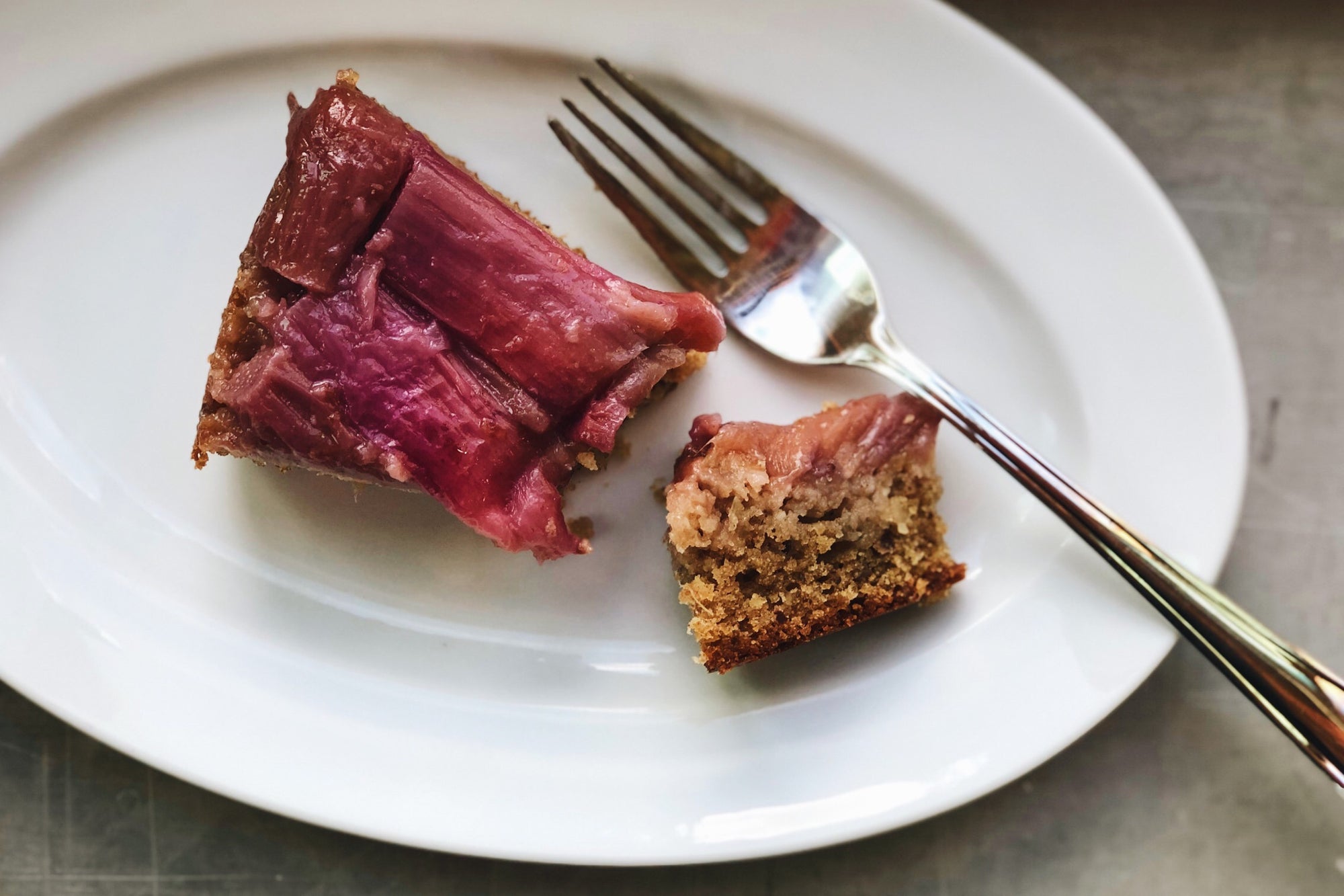 Rhubarb Almond Upside-Down Cake